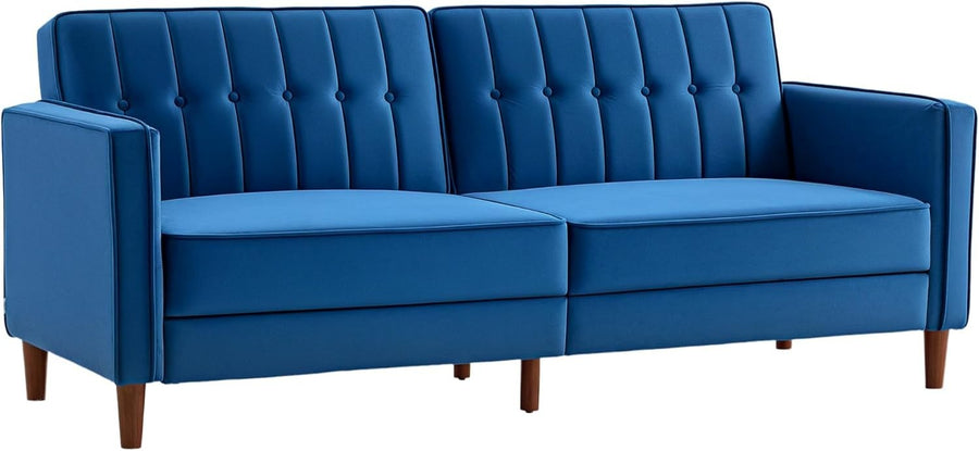 Blue Velvet 3 Seater Sofa Bed Click Clack Recliner Couch Guest Sleeper