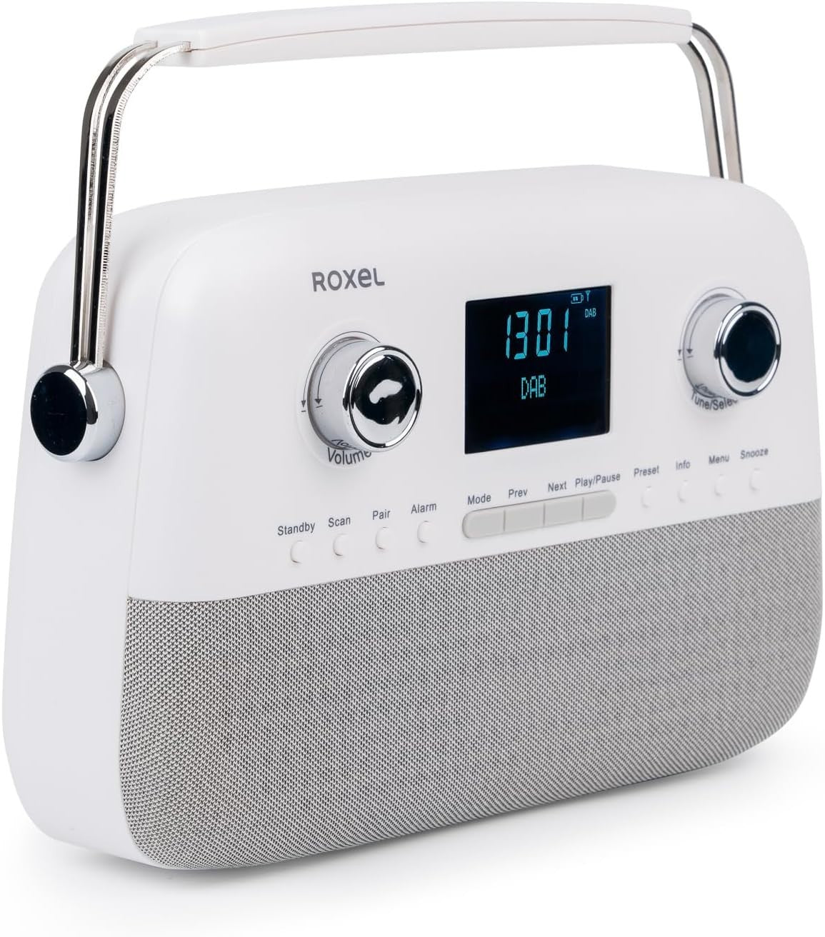 Portable DAB+/FM Retro Radio with Bluetooth, USB, AUX & Alarm – White