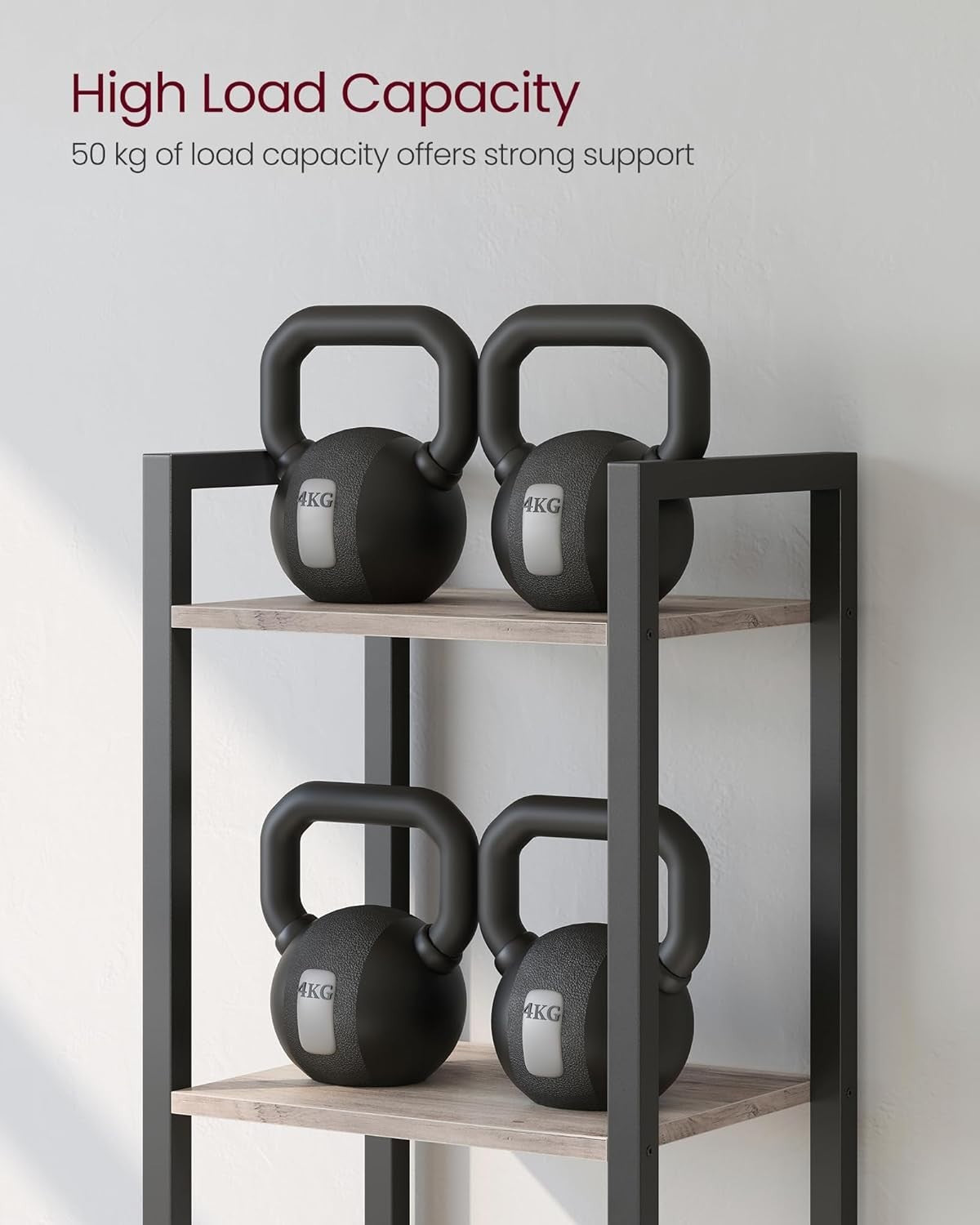 6-Tier Industrial Bookshelf 187.5cm Tall Slim Storage Unit Heather Greige