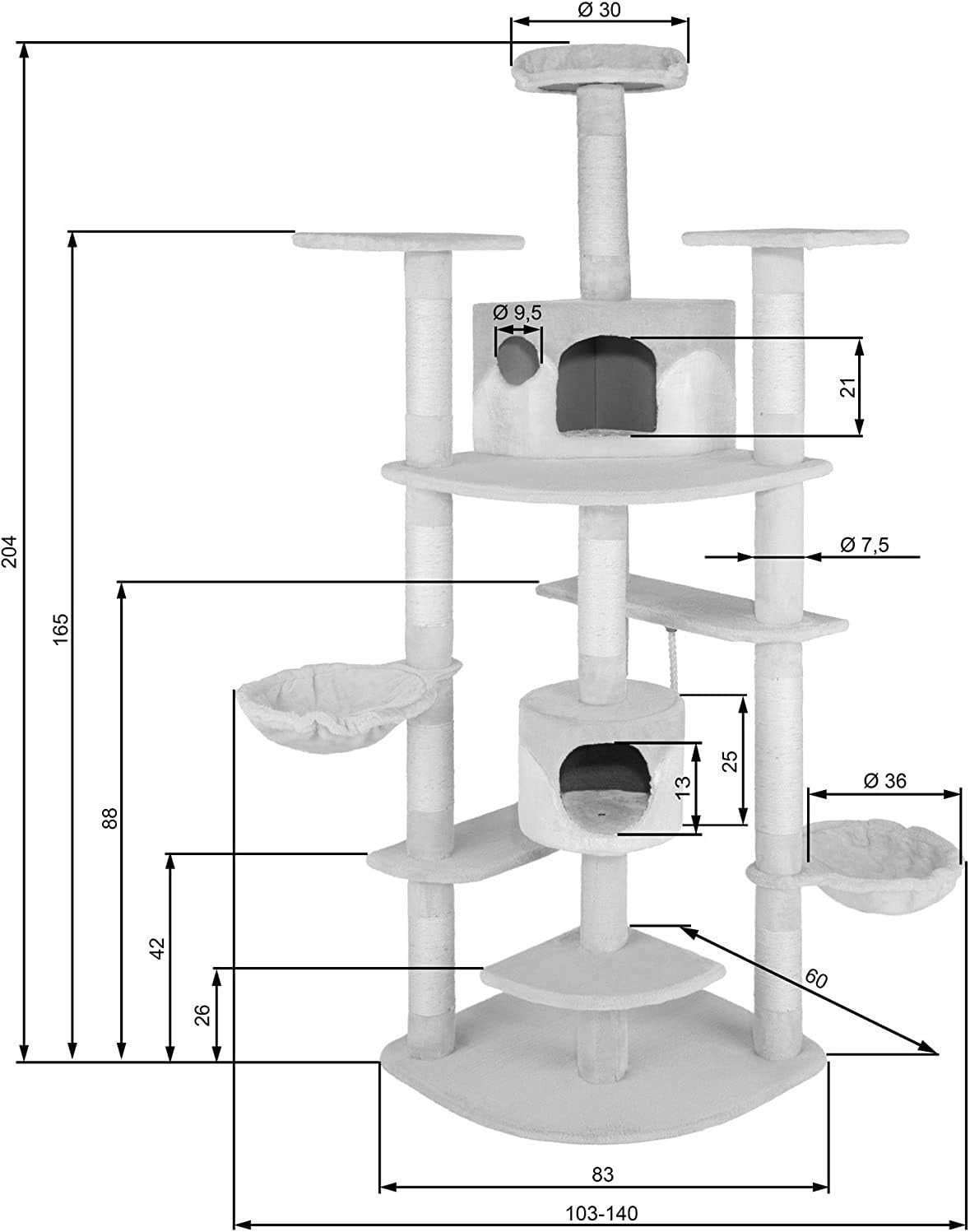 Extra Tall Cat Tree Tower Mega Climber Multi Level Scratching Posts Beige