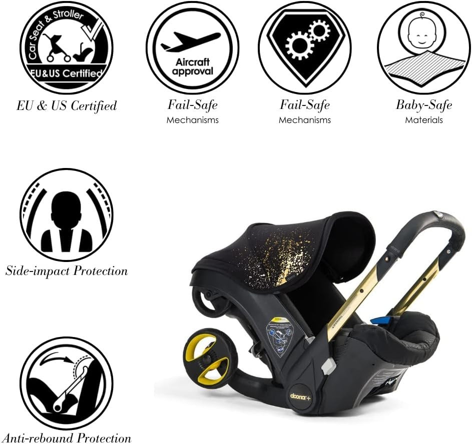 Convertible Baby Car Seat Stroller 0+ Anti Rebound 5 Point Harness Gold