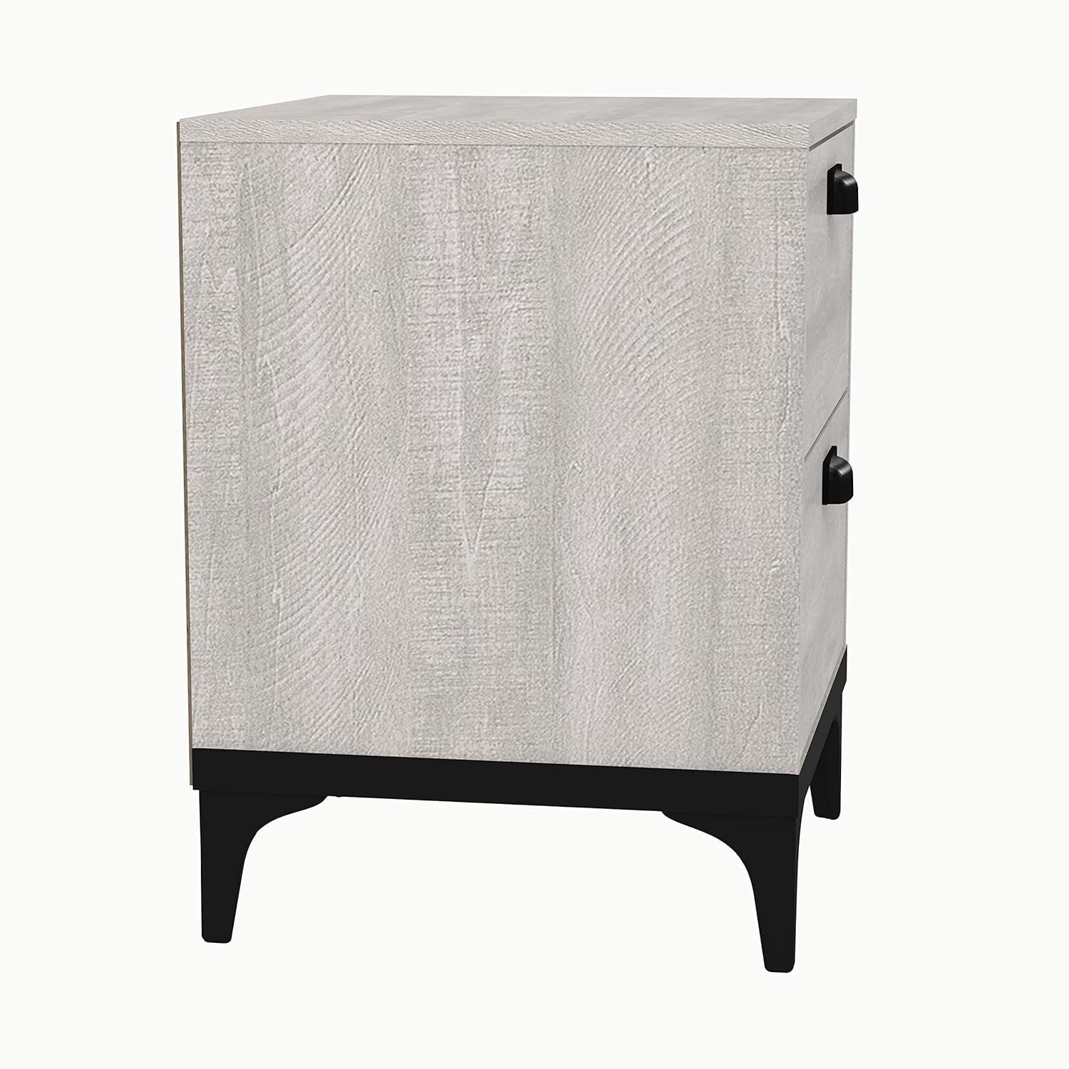 2 Drawer Bedside Table Dusty Grey Oak Storage Cabinet for Bedroom Hallway
