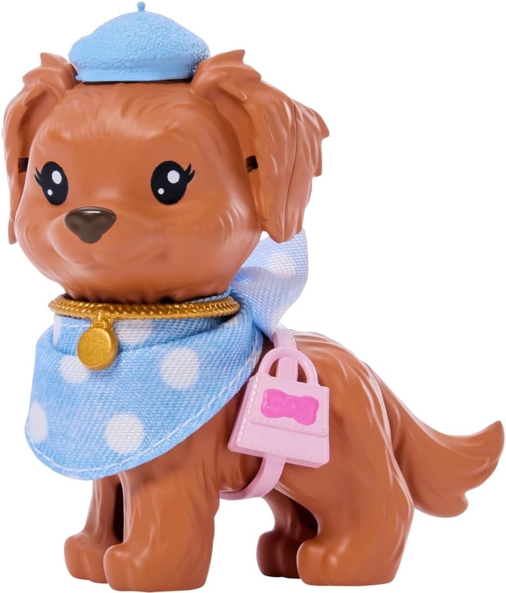 Fashion Doll & Puppy Matching Blue Outfit Beret Purses Play Set