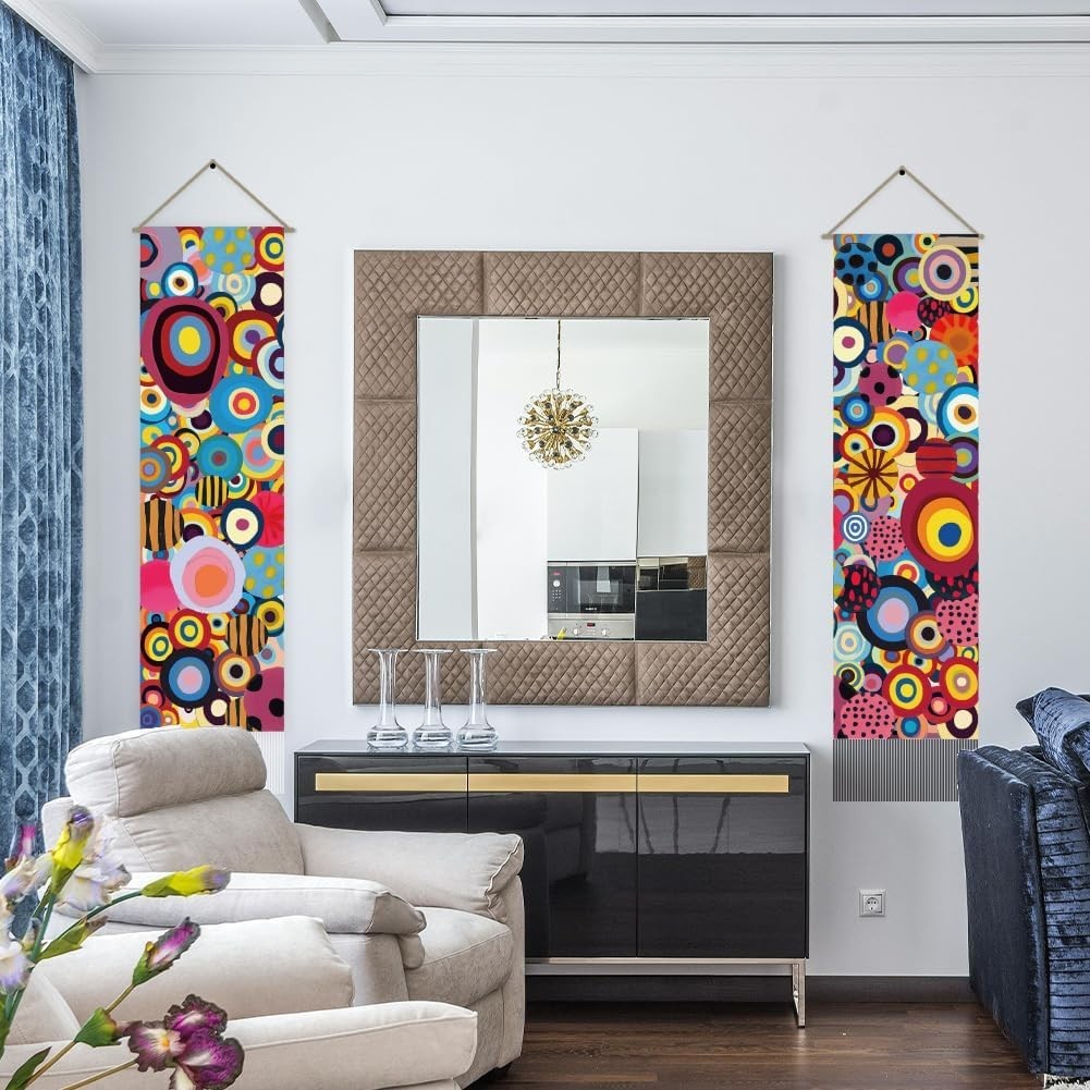 Boho Abstract Art Tapestry 2pcs 45.7x13in Hippie Wall Decor