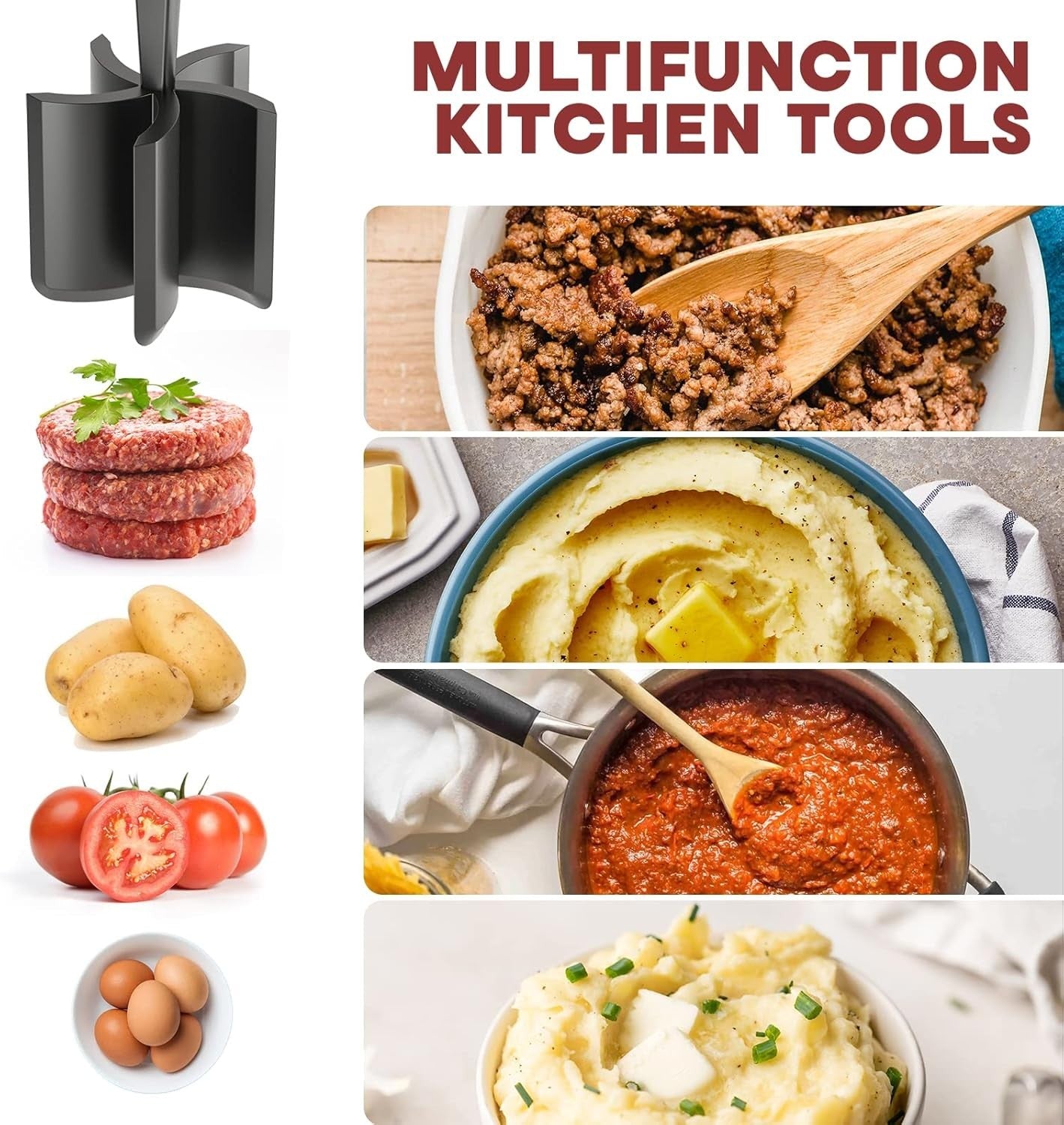Hamburger Meat Chopper Ground Beef Masher Nylon Mixing Tool