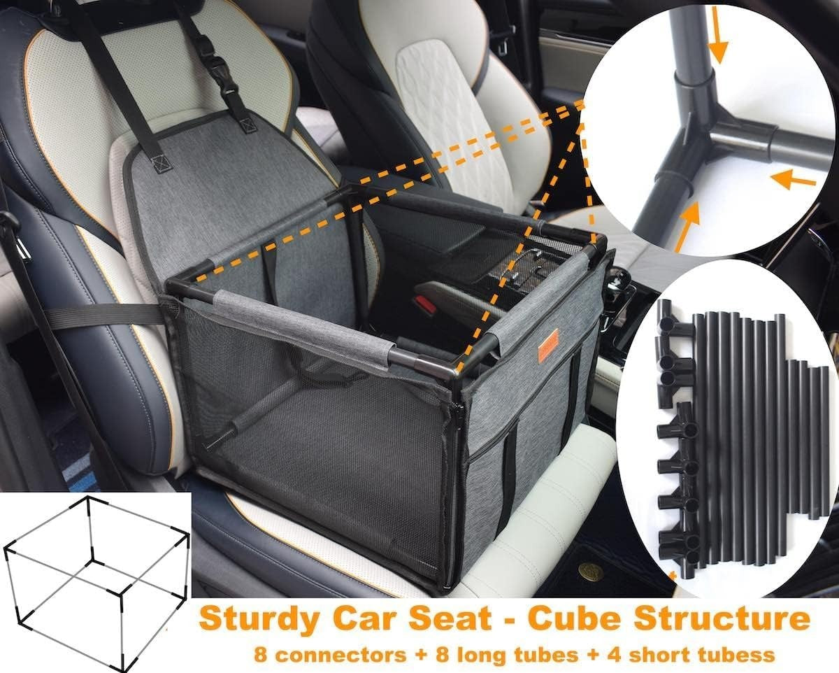 Waterproof Dog Car Seat Booster Carrier Travel Bed Safety Harness Grey
