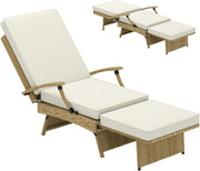 Outdoor Rattan Recliner Chair with Cushion & Footrest Adjustable Garden Lounger
