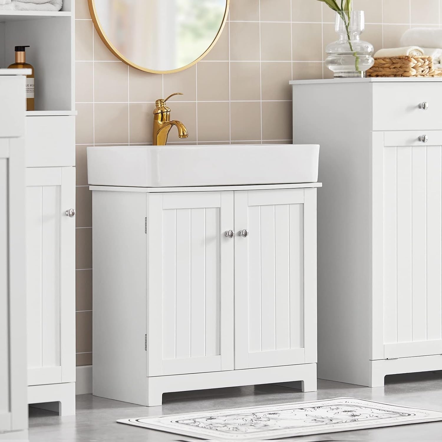 SoBuy Under Sink Bathroom Cabinet – Bathroom Storage Unit with Doors and Adjusta