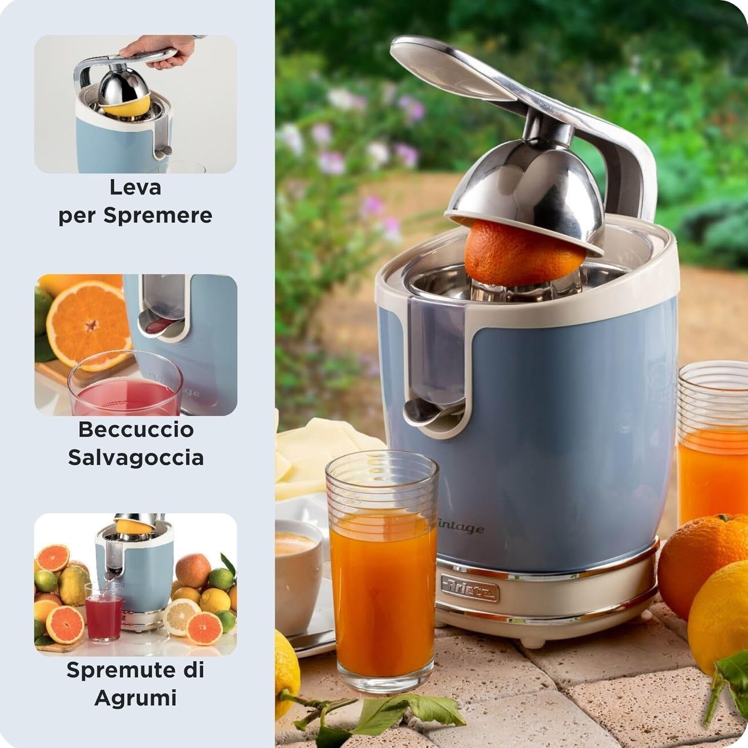 Retro Electric Citrus Juicer Lever Press 85W Dual Cones Anti-Drip