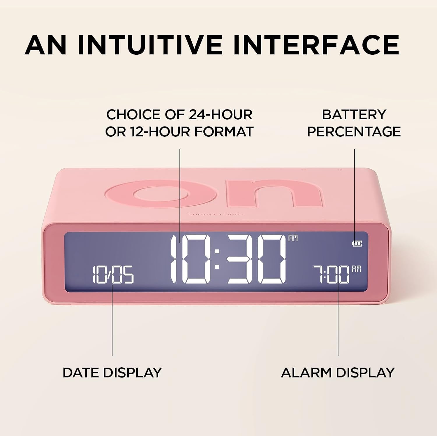 Mini Digital Alarm Clock LED Flip On Off Touch Rechargeable