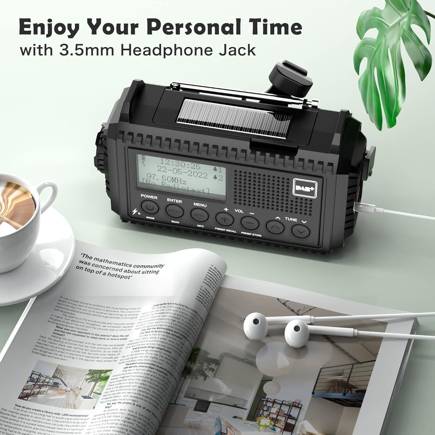 DAB+ Emergency Wind Up Radio Solar 5000mAh USB Charger SOS