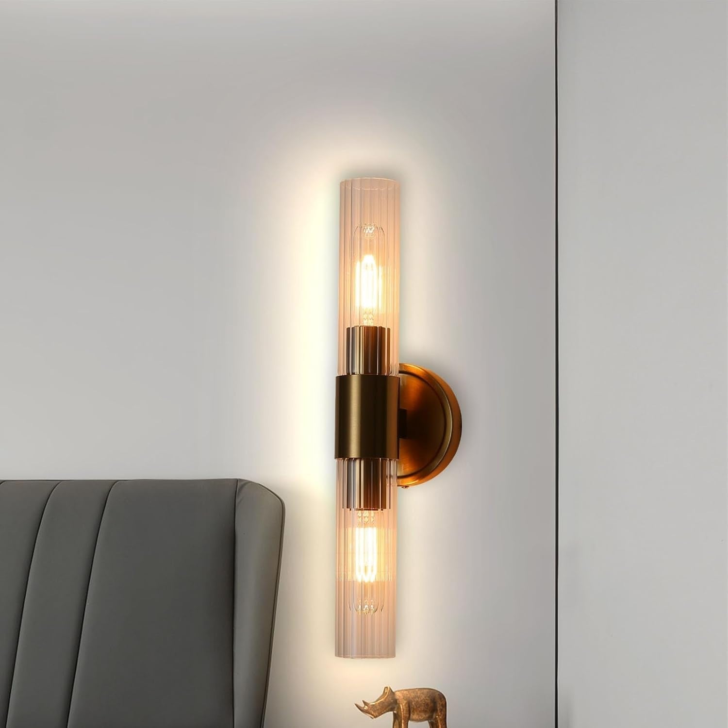 Dimmable Vintage Wall Sconce Light with Glass Shade & E27 Bulb Socket