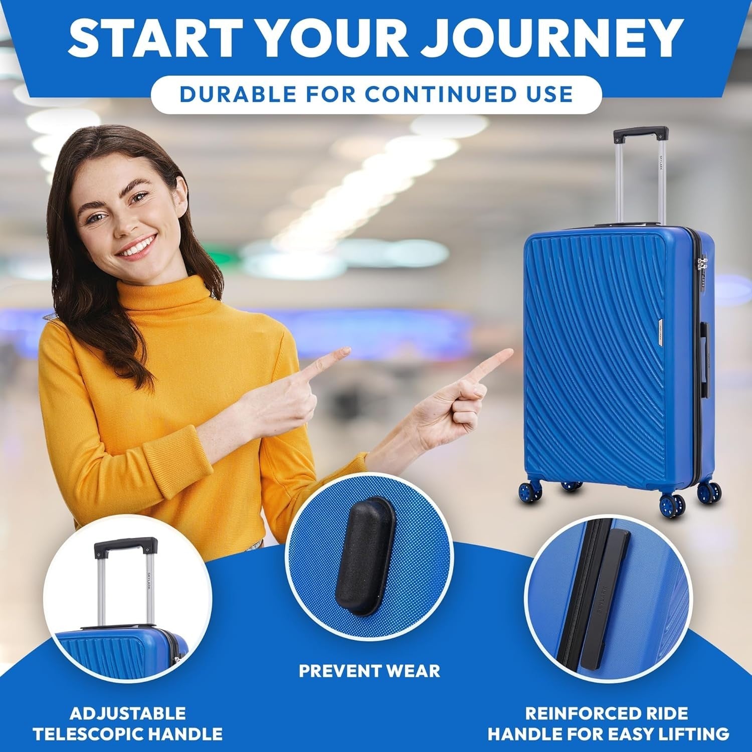 Lightweight ABS Medium Travel Suitcase 24 Inch 4 Wheel Spinner Hard Shell