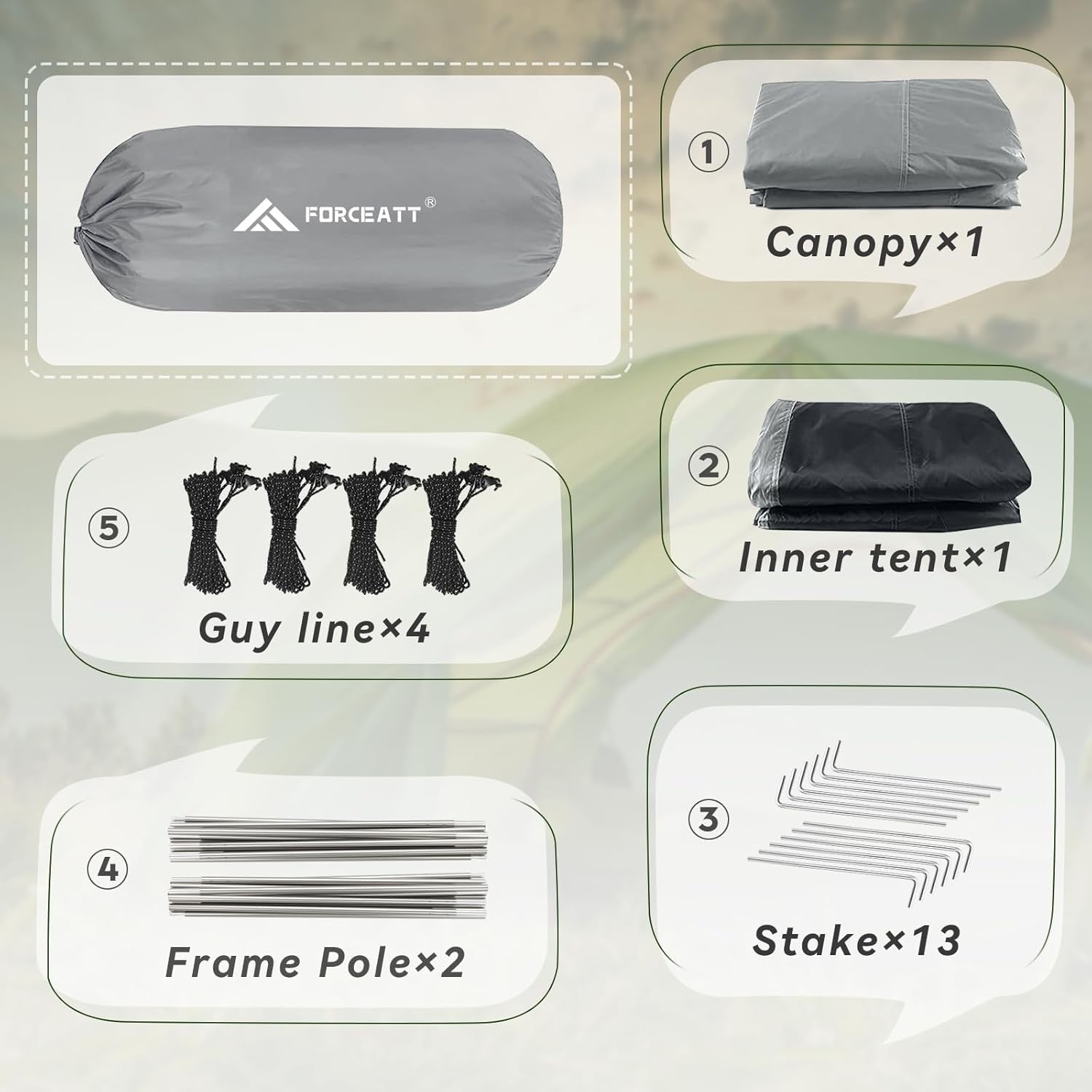 2 Man Camping Dome Tent PU3000mm Waterproof 2 Doors
