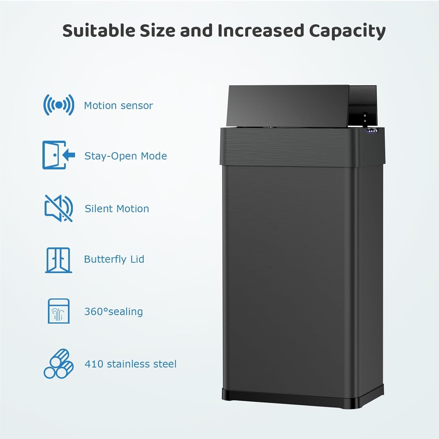 50L Touchless Kitchen Bin | Automatic Sensor Trash Can Black