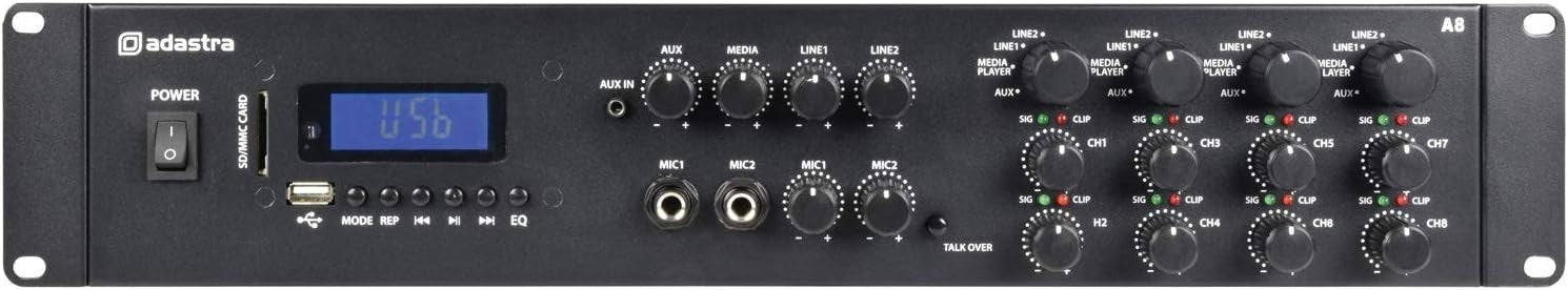 4-Channel Multi-Zone Stereo Amplifier 8x200W Bluetooth FM USB SD