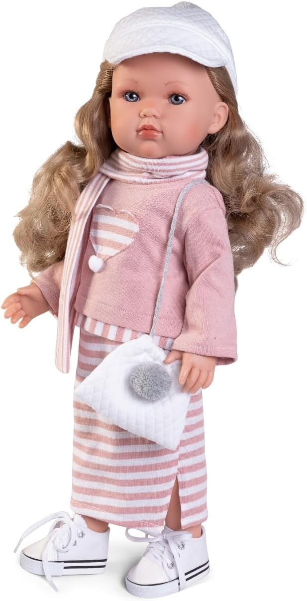 Fashion Doll Striped Dress Blonde Styling Hair Hat Accessories