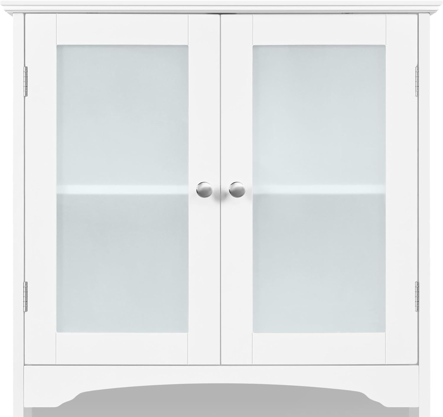 Tall Bathroom Storage Cabinet with Adjustable Shelves & Glass Doors