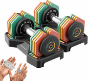5-in-1 Quick Dial Adjustable Dumbbells Pair 4.5–22.5LB Non-Slip Home Gym
