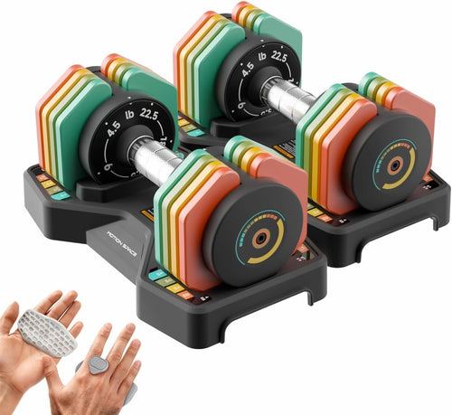5-in-1 Quick Dial Adjustable Dumbbells Pair 4.5–22.5LB Non-Slip Home Gym