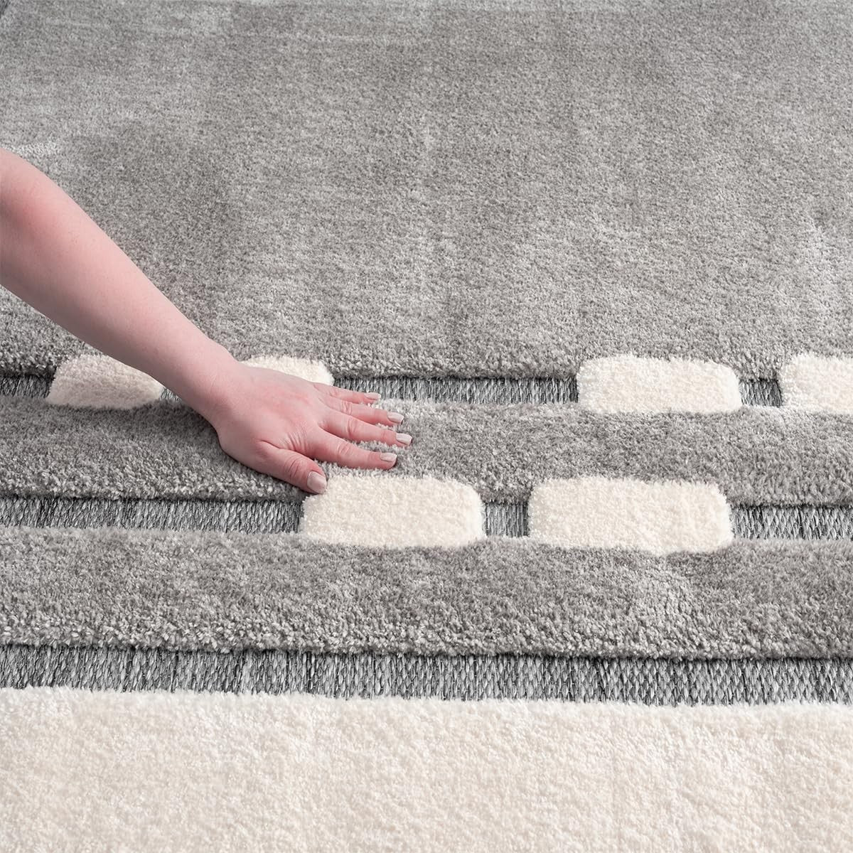 Beige Grey Hallway Rug 120x170cm Modern Soft Area Mat for Living Room