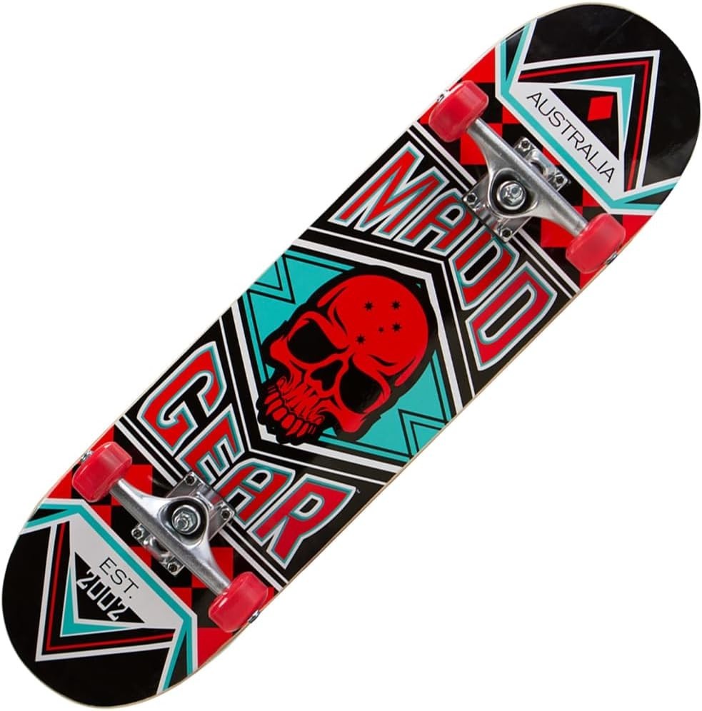 31" Beginner Skateboard Complete Double Kick Maple Deck Kids Trick Board Red