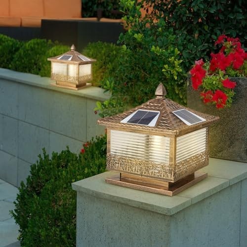 XL Solar Post Cap Lamp w/ Remote – Gray Waterproof Garden Lantern
