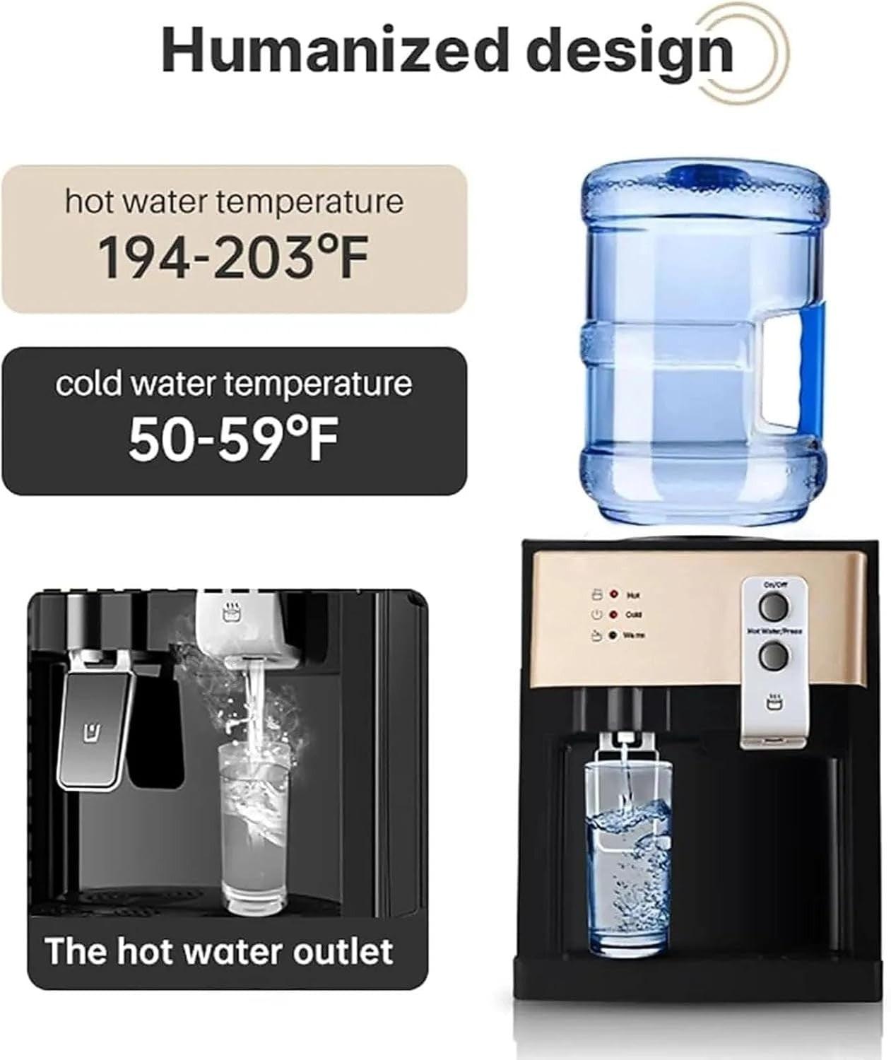 Hot & Cold Water Dispenser Top Loading Countertop 18.9L Home Office