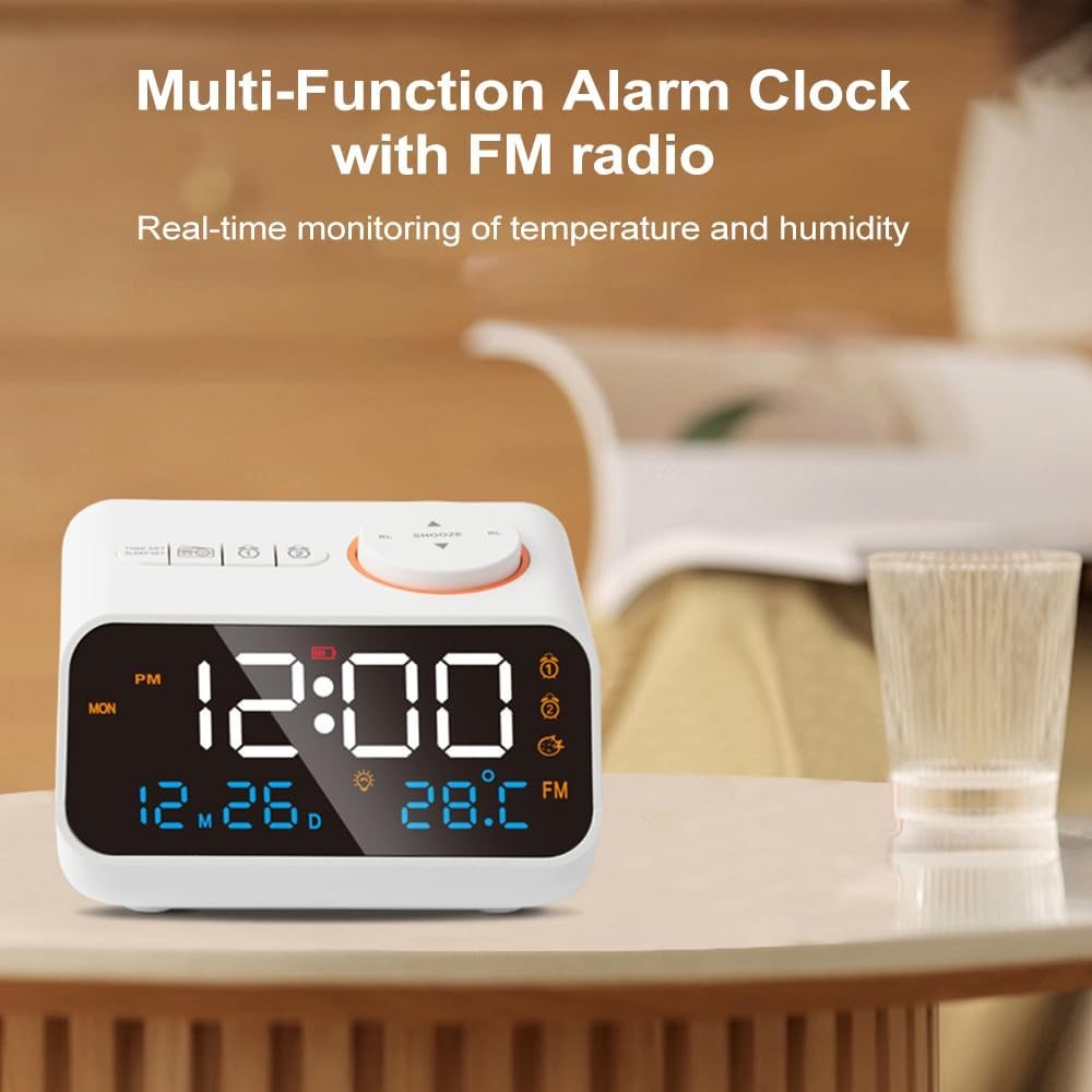 Large LED Digital Alarm Clock Dual Alarm Sleep Timer Sound Machine Dimmer