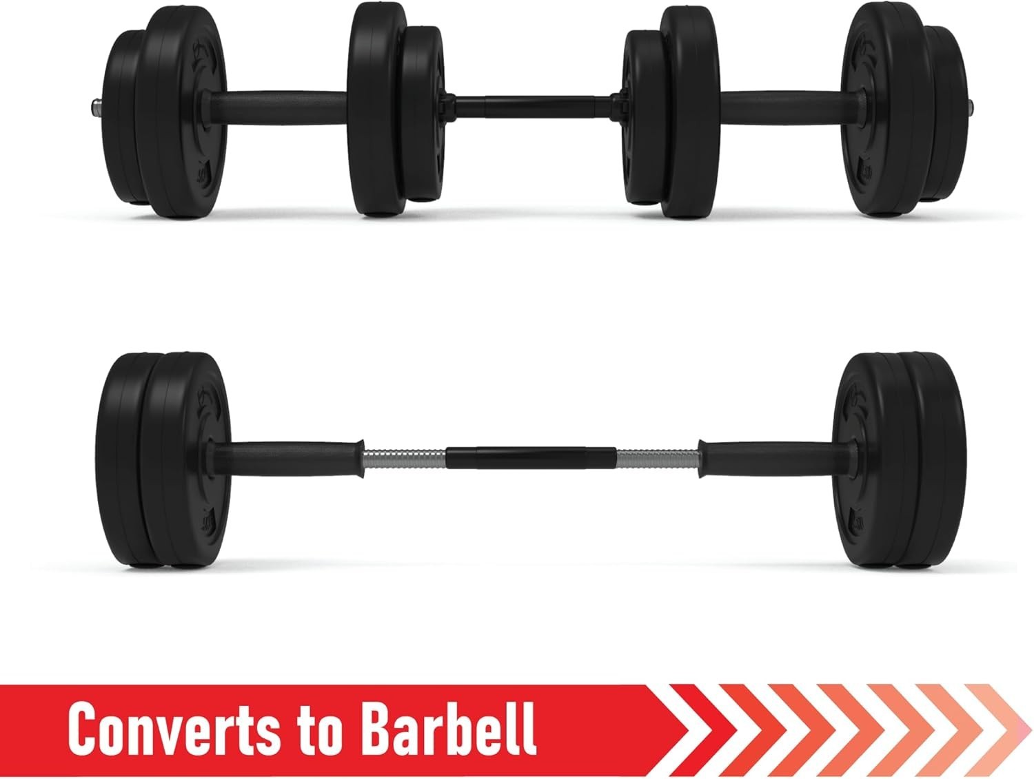 Adjustable Dumbbell Barbell Set 10–50KG Vinyl Weights Home Gym