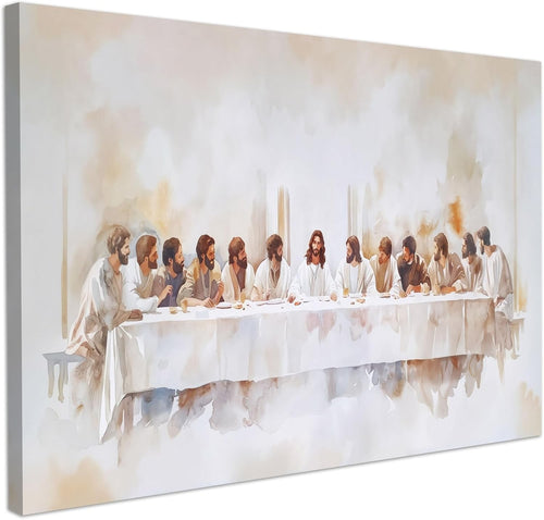 Christian Last Supper Canvas Wall Art Framed Religious Decor 59x39cm