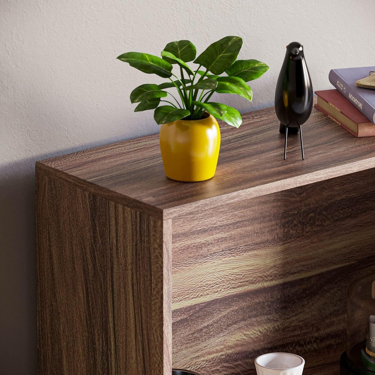 3 Tier Walnut Wooden Bookcase Modern Storage Display Shelf Living Room Medium