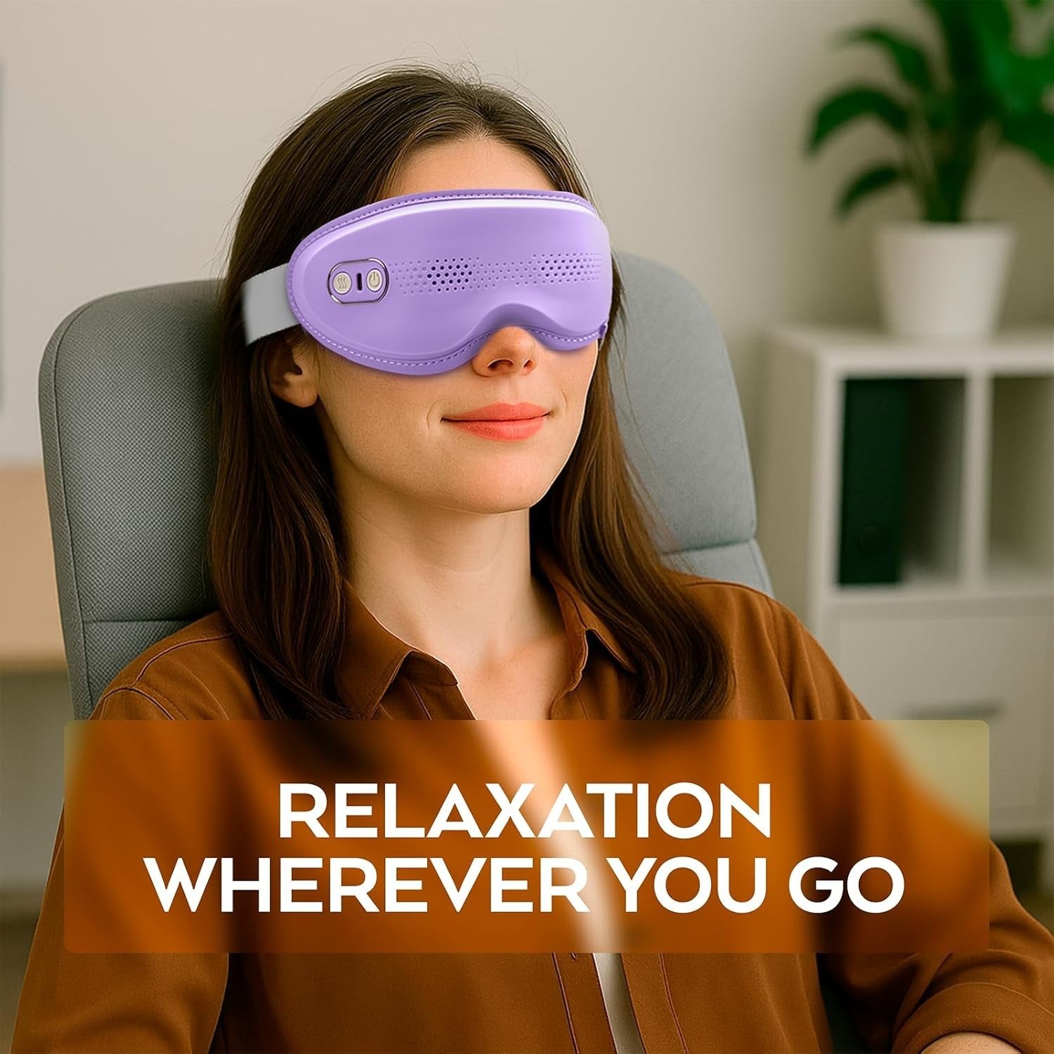 Ergonomic Heated Eye Massager Vibration Wraparound Travel Use