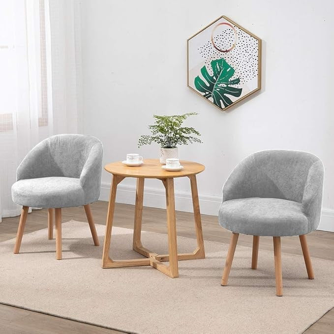 Set of 2 Grey Accent Tub Chairs Small Lounge Sofa Upholstered Fabric