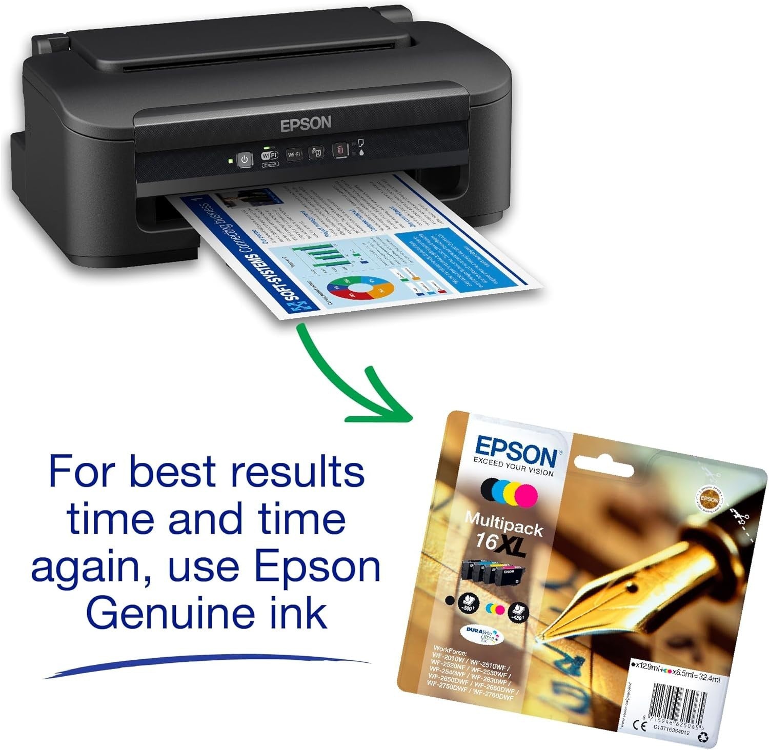 Compact Black A4 Wireless Inkjet Printer with Ethernet & Duplex