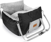 Waterproof Dog Booster Car Seat Plush Travel Bed w Safety Leash