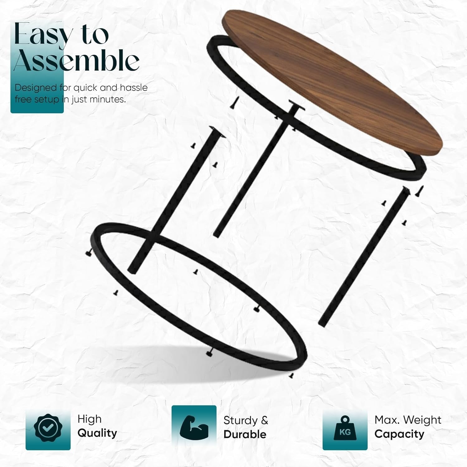 Round Wood Nesting Coffee Tables Set of 2, Stackable Side End Accent Table Brown