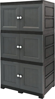 3 Tier Grey Plastic Storage Cabinet Cupboard Shelving Unit for Garage