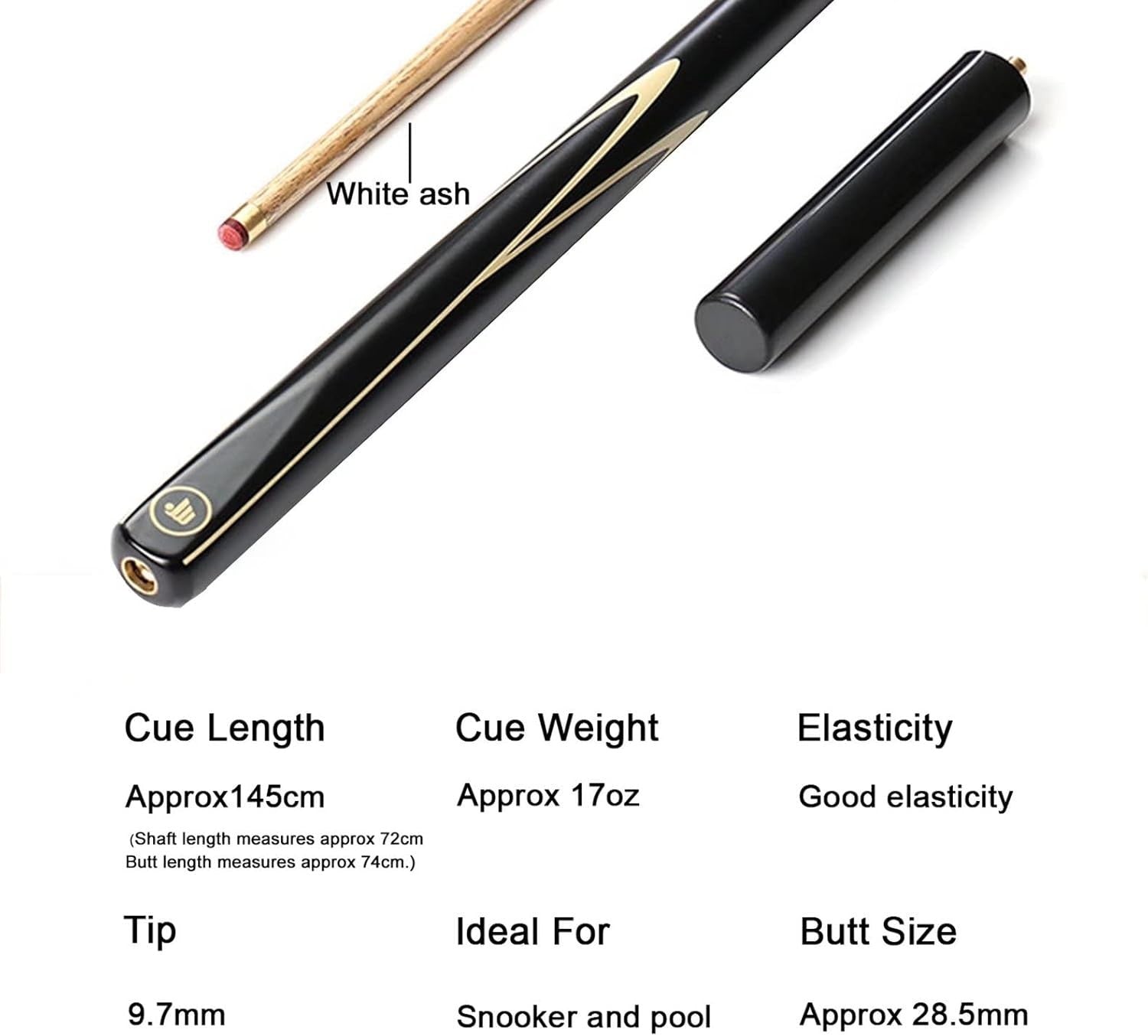 57in 3/4 Snooker Pool Cue Ash Shaft 9.7mm Tip Extension Case