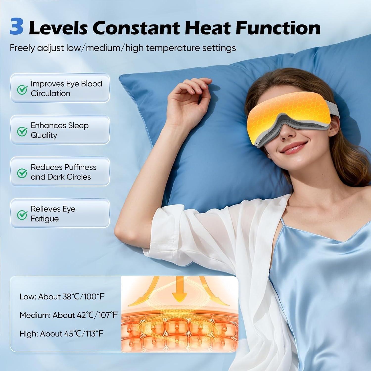 4 in 1 Heated Eye Massager Air Pressure Vibration Sleep Mask