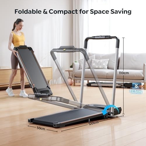 7% Incline Foldable Walking Pad 12km/h, 2.5HP, Under-Desk Treadmill Home