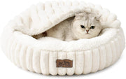 Cat Bed with Blanket 58cm Washable Faux Fur Pet Sofa Anti Slip Base
