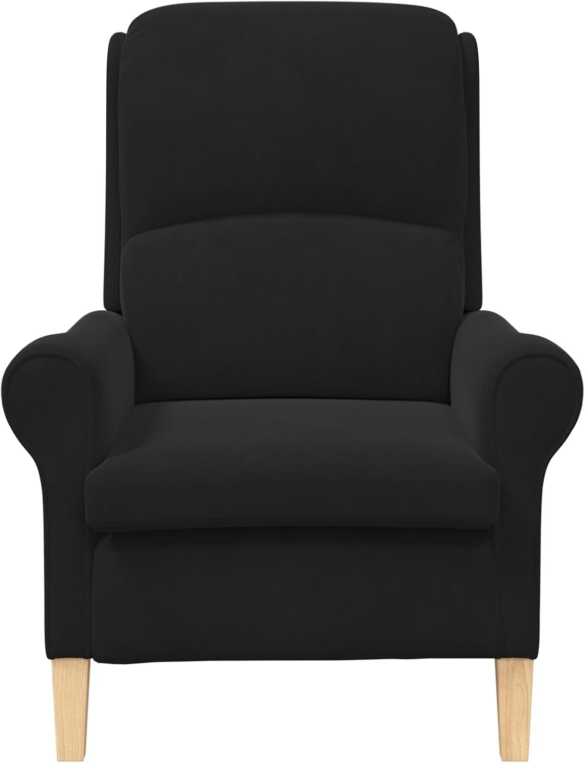 Black Fabric Armchair Ergonomic Lounge Chair Soft Seat Wooden Legs