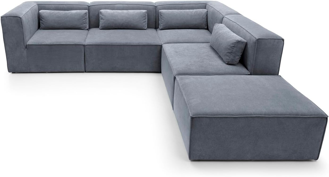 Dark Grey Corner Sofa 5 Seater Modular L Shape | 282x257x73cm Sectional