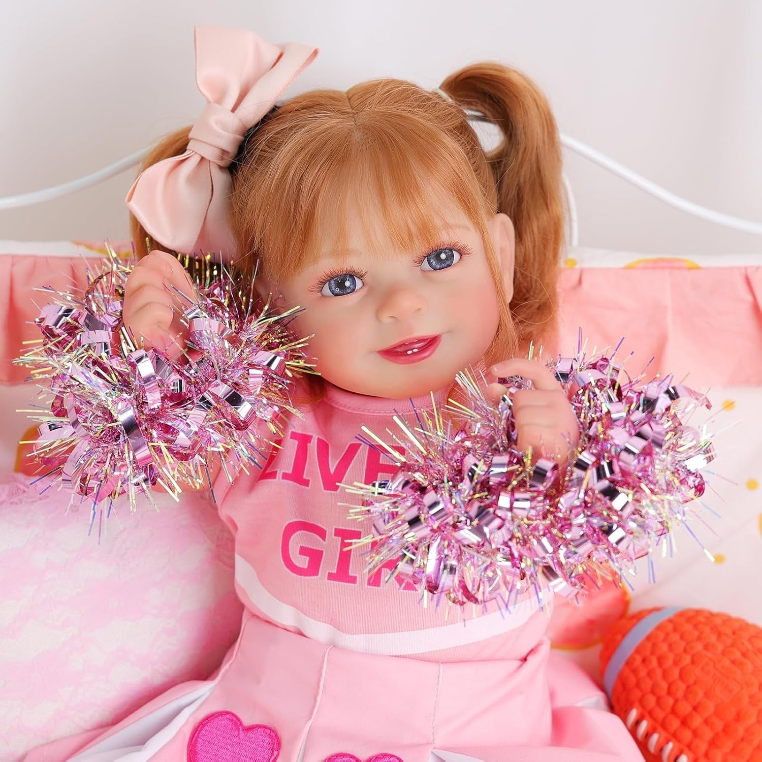 20” Reborn Baby Doll Long Hair Smiling Girl Soft Body Set