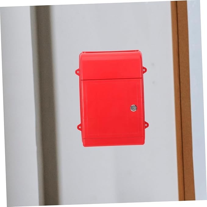 Lockable Wall Mount Mailbox Red – Secure Outdoor Post Box Polypropylene Bin