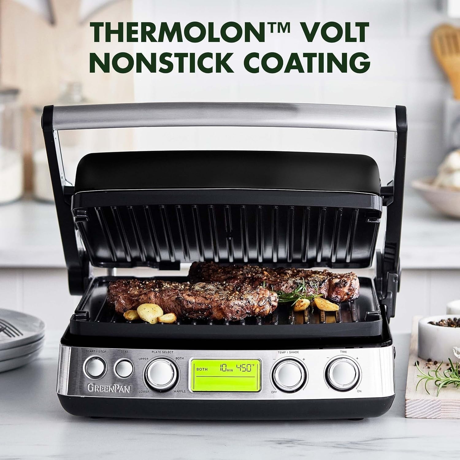 6-in-1 Contact Grill & Griddle Stainless Steel Ceramic Non-Stick 1400W