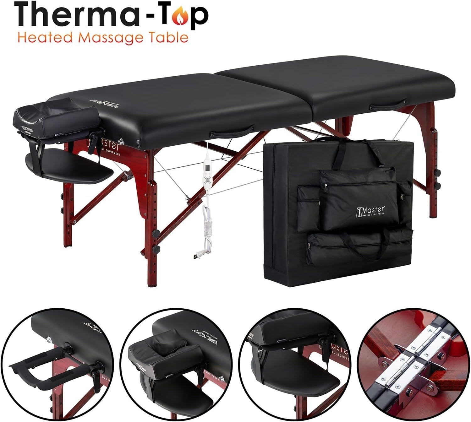 79cm Heated Portable Massage Table Memory Foam Spa Bed Adjustable Folding Couch