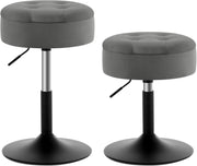 Set of 2 Dark Grey Velvet Swivel Vanity Stools with Storage Adjustable