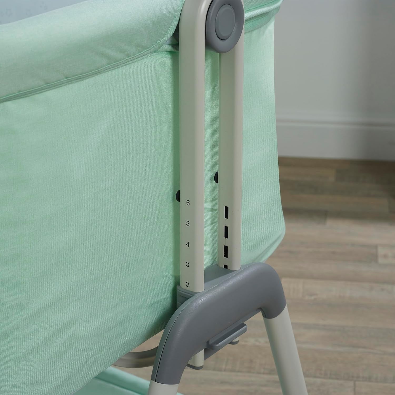 Adjustable Bedside Crib with Mesh Panel & Storage Shelf Baby Co Sleeper Green